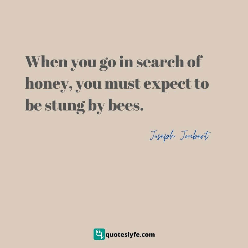 When you go in search of honey, you must expect to be stung by bees. ~ Joseph Joubert