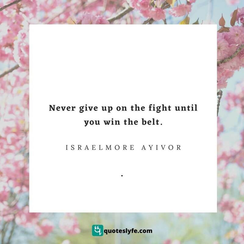 Never give up on the fight until you win the belt. ~ Israelmore Ayivor
