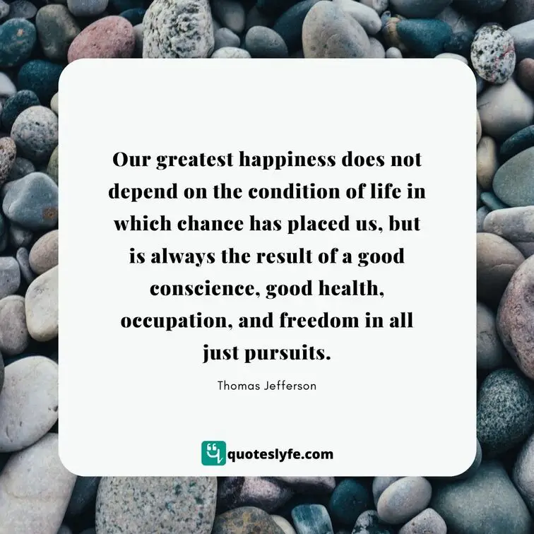 Our greatest happiness does not depend on the condition of life in which chance has placed us, but is always the result of a good conscience, good health, occupation, and freedom in all just pursuits. | Best Thomas Jefferson Quotes