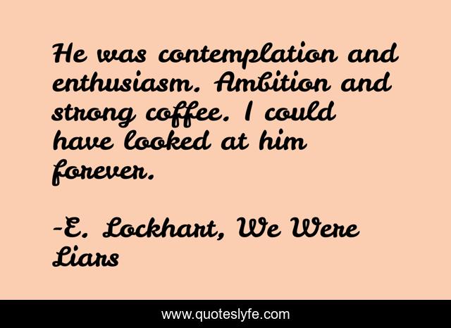 He was contemplation and enthusiasm. Ambition and strong coffee. I could have looked at him forever.