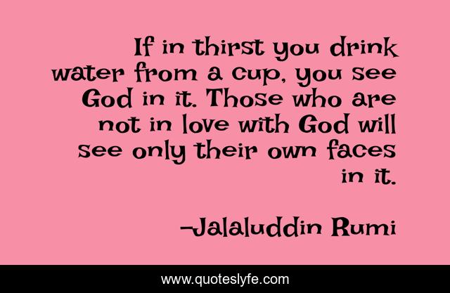If in thirst you drink water from a cup, you see God in it. Those who are not in love with God will see only their own faces in it.