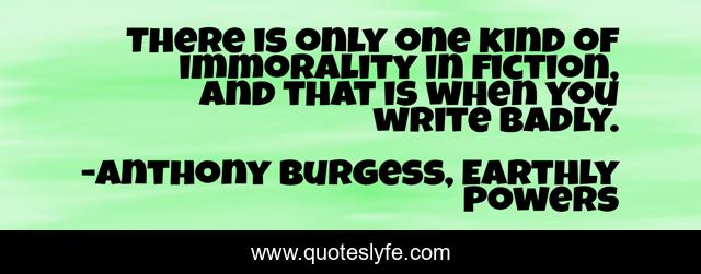 There is only one kind of immorality in fiction, and that is when you write badly.