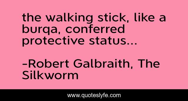 the walking stick, like a burqa, conferred protective status...