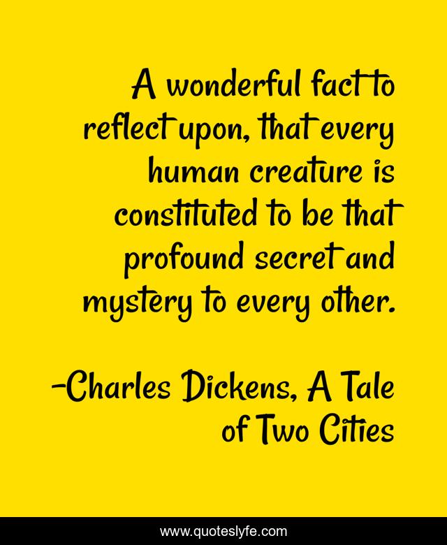 A wonderful fact to reflect upon, that every human creature is constituted to be that profound secret and mystery to every other.
