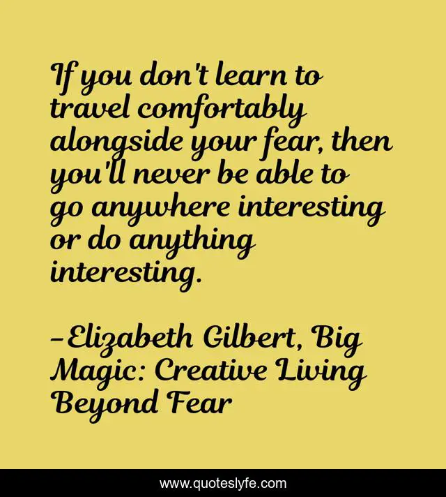 If you don't learn to travel comfortably alongside your fear, then you'll never be able to go anywhere interesting or do anything interesting.