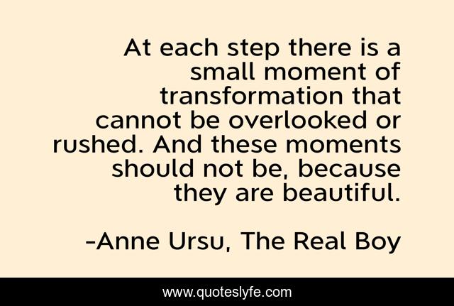 At each step there is a small moment of transformation that cannot be overlooked or rushed. And these moments should not be, because they are beautiful.