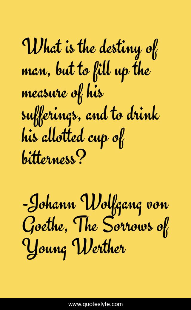 What is the destiny of man, but to fill up the measure of his sufferings, and to drink his allotted cup of bitterness?