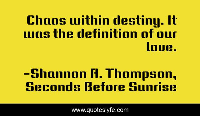 Chaos within destiny. It was the definition of our love.