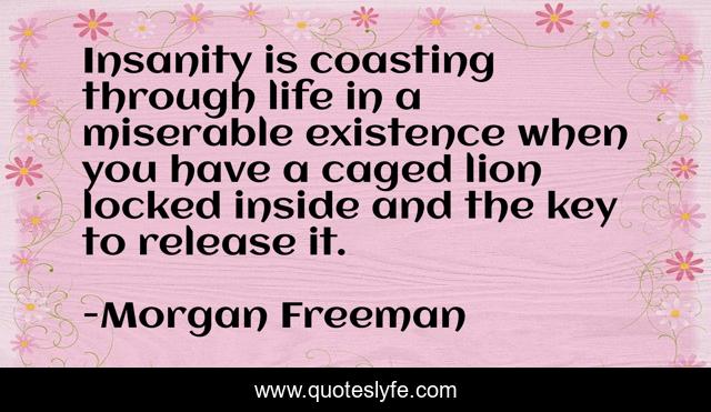 Insanity is coasting through life in a miserable existence when you have a caged lion locked inside and the key to release it.