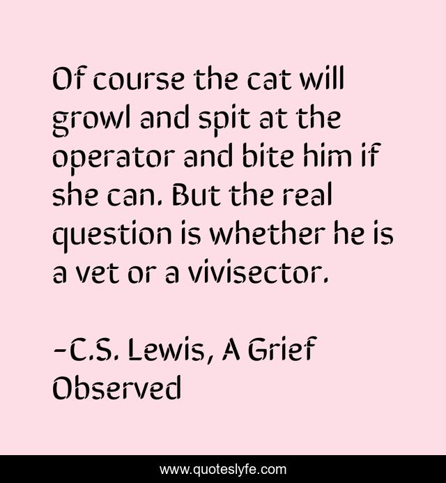 Of course the cat will growl and spit at the operator and bite him if she can. But the real question is whether he is a vet or a vivisector.