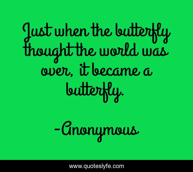 Just when the butterfly thought the world was over, it became a butterfly.