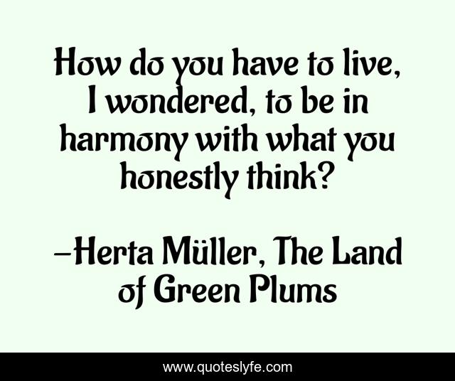 How do you have to live, I wondered, to be in harmony with what you honestly think?