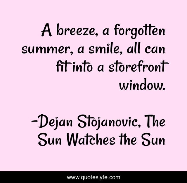A breeze, a forgotten summer, a smile, all can fit into a storefront window.