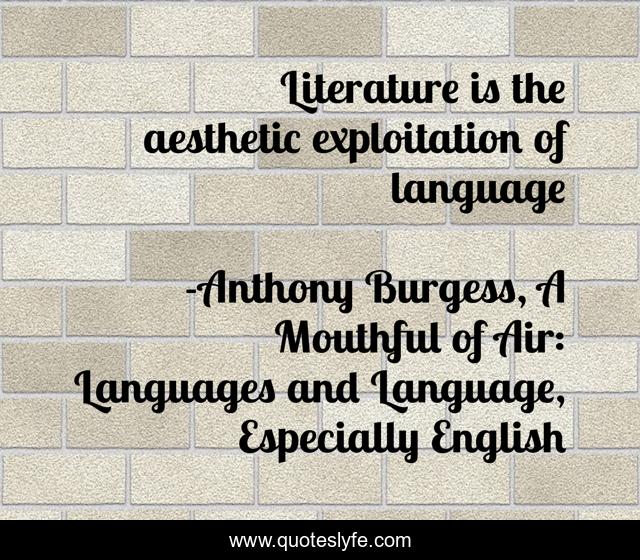 Literature is the aesthetic exploitation of language