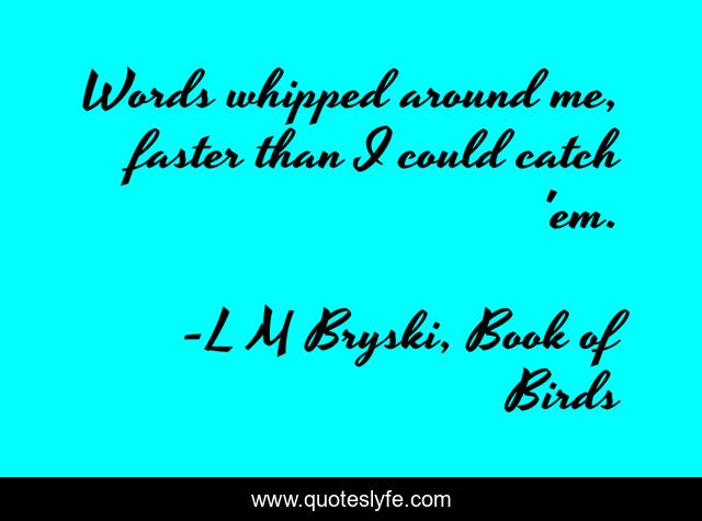 Words whipped around me, faster than I could catch 'em.