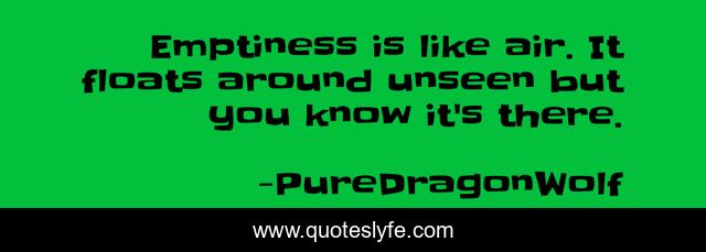 Emptiness is like air. It floats around unseen but you know it's there.
