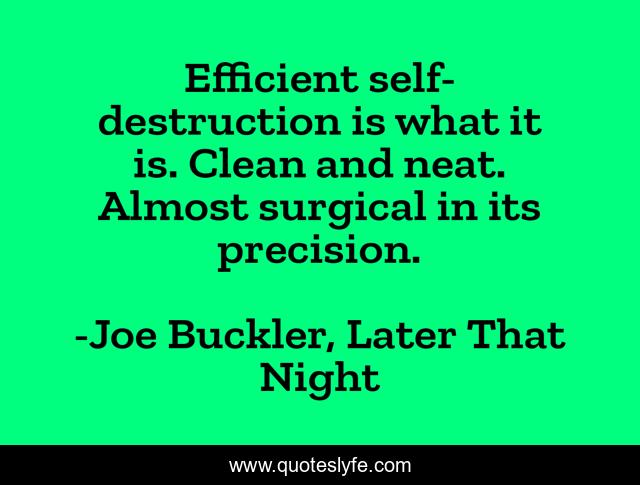 Efficient self-destruction is what it is. Clean and neat. Almost surgical in its precision.