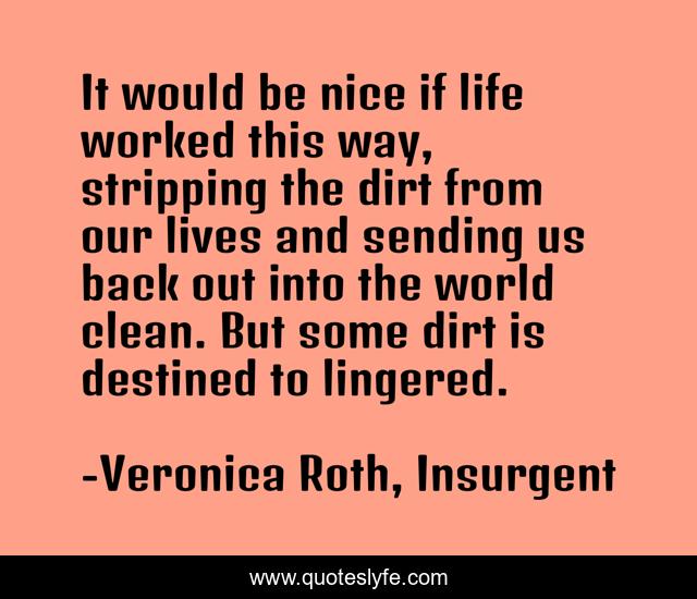 It would be nice if life worked this way, stripping the dirt from our lives and sending us back out into the world clean. But some dirt is destined to lingered.