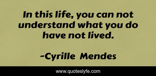 In this life, you can not understand what you do have not lived.