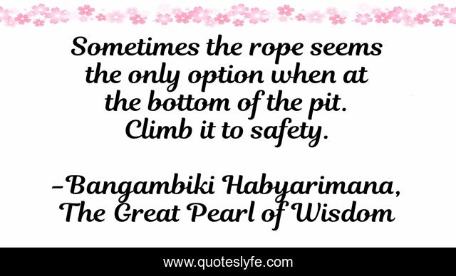Sometimes the rope seems the only option when at the bottom of the pit. Climb it to safety.