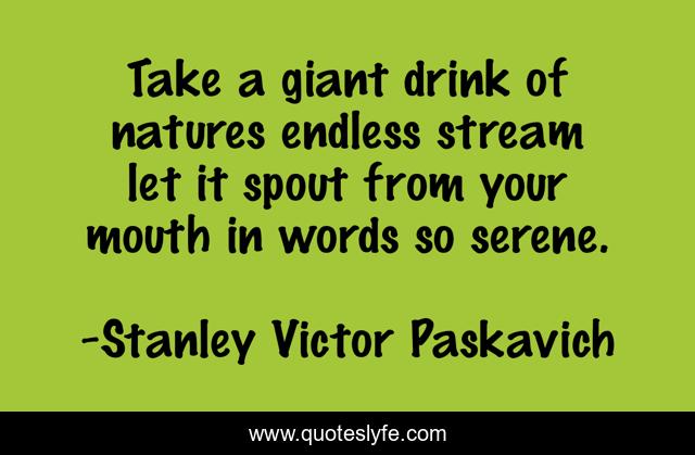 Take a giant drink of natures endless stream let it spout from your mouth in words so serene.