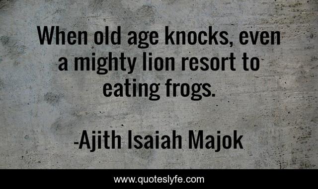 When old age knocks, even a mighty lion resort to eating frogs.