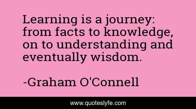 Learning is a journey: from facts to knowledge, on to understanding and eventually wisdom.