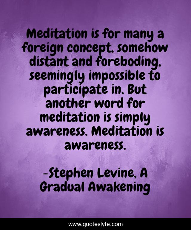Meditation is for many a foreign concept, somehow distant and foreboding, seemingly impossible to participate in. But another word for meditation is simply awareness. Meditation is awareness.