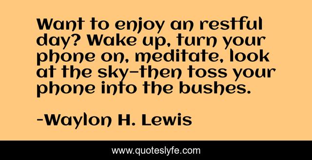 Want to enjoy an restful day? Wake up, turn your phone on, meditate, look at the sky—then toss your phone into the bushes.