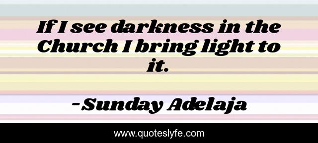If I see darkness in the Church I bring light to it.
