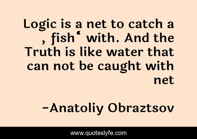 Logic is a net to catch a „fish“ with. And the Truth is like water that can not be caught with net