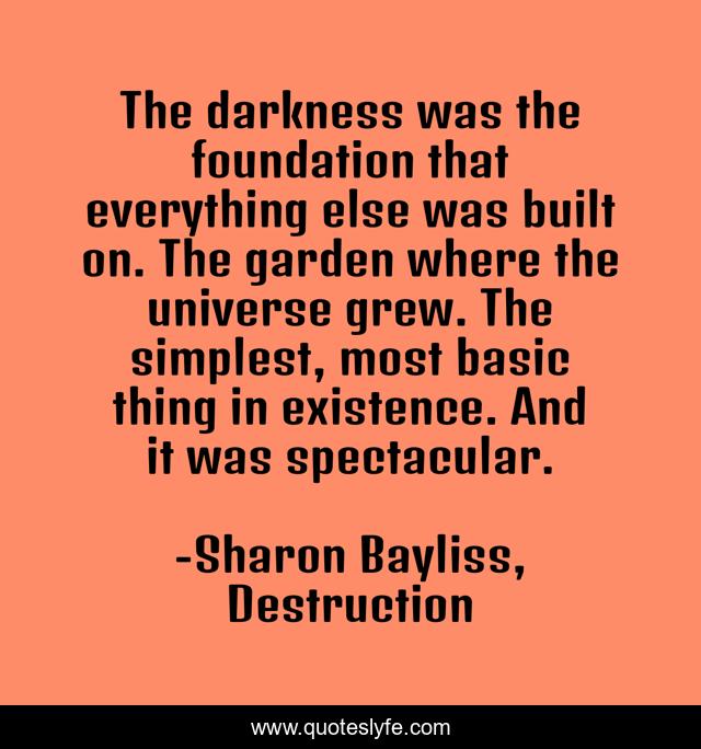The darkness was the foundation that everything else was built on. The garden where the universe grew. The simplest, most basic thing in existence. And it was spectacular.