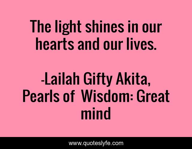 The light shines in our hearts and our lives.