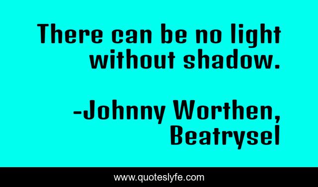There can be no light without shadow.