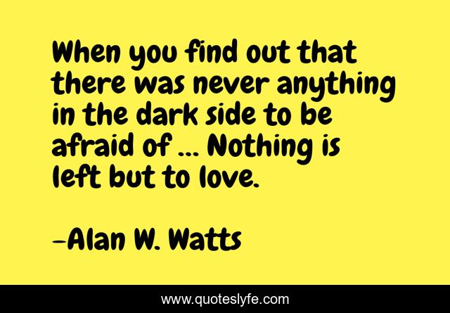 When you find out that there was never anything in the dark side to be afraid of … Nothing is left but to love.
