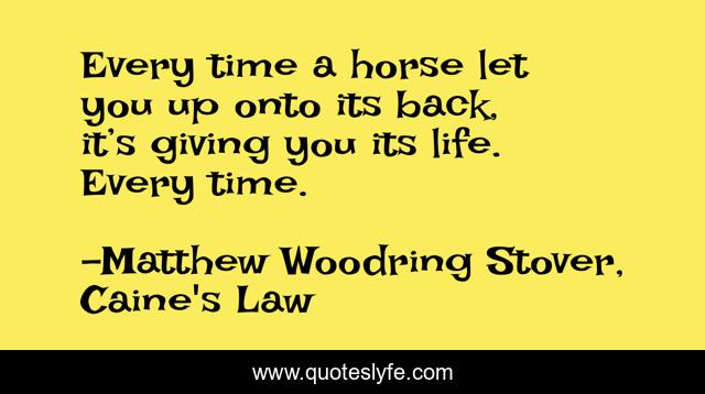 Every time a horse let you up onto its back, it’s giving you its life. Every time.