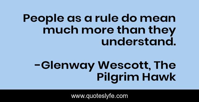 People as a rule do mean much more than they understand.