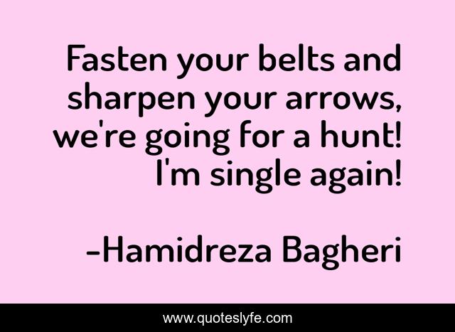 Fasten your belts and sharpen your arrows, we're going for a hunt! I'm single again!