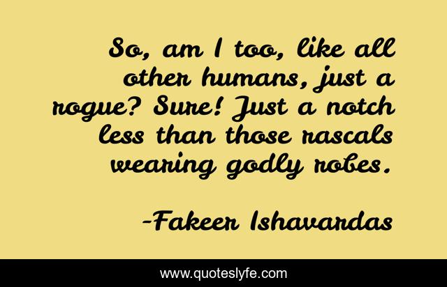 So, am I too, like all other humans, just a rogue? Sure! Just a notch less than those rascals wearing godly robes.