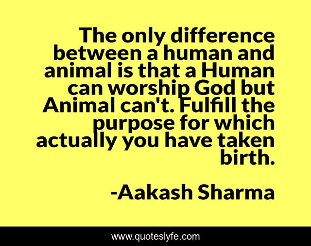 The only difference between a human and animal is that a Human can worship God but Animal can't. Fulfill the purpose for which actually you have taken birth.
