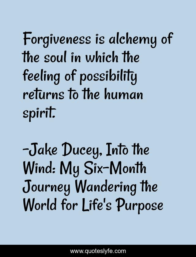 Forgiveness is alchemy of the soul in which the feeling of possibility returns to the human spirit.