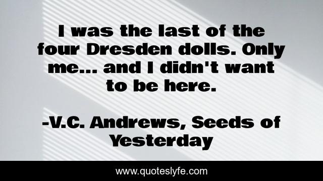 I was the last of the four Dresden dolls. Only me... and I didn't want to be here.