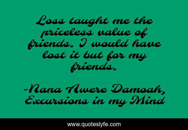 Loss taught me the priceless value of friends. I would have lost it but for my friends.