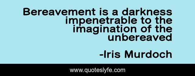 Bereavement is a darkness impenetrable to the imagination of the unbereaved