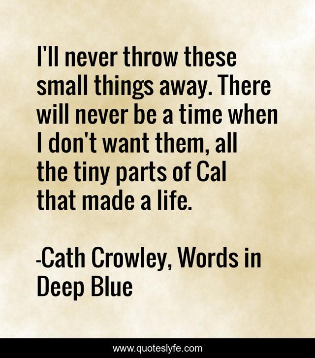 I'll never throw these small things away. There will never be a time when I don't want them, all the tiny parts of Cal that made a life.
