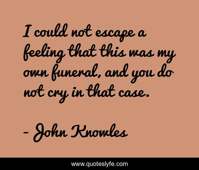 I could not escape a feeling that this was my own funeral, and you do not cry in that case.