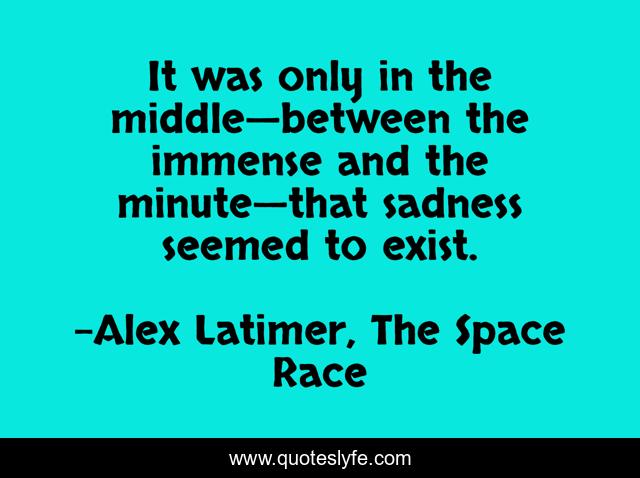 It was only in the middle—between the immense and the minute—that sadness seemed to exist.