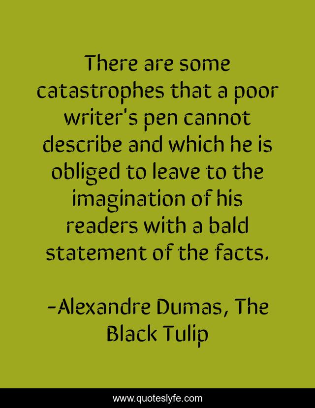 There are some catastrophes that a poor writer's pen cannot describe and which he is obliged to leave to the imagination of his readers with a bald statement of the facts.
