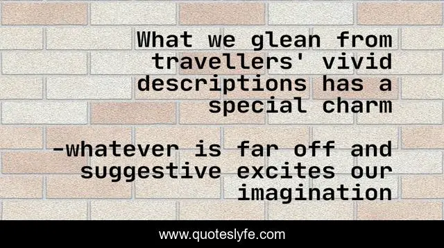What we glean from travellers' vivid descriptions has a special charm