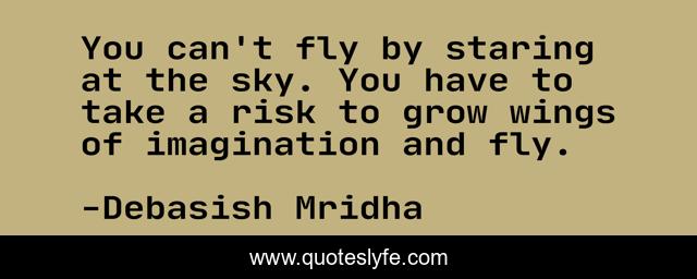 You can't fly by staring at the sky. You have to take a risk to grow wings of imagination and fly.